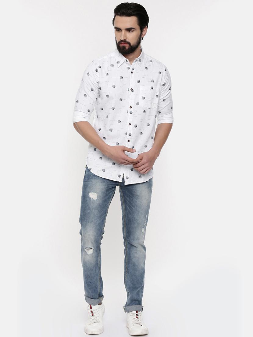 white printed casual shirt - 16563706 - Zoom Image - 4