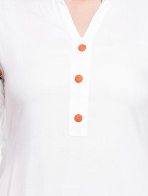 embroidered solid a-line kurta - 16564697 - Standard Image - 4