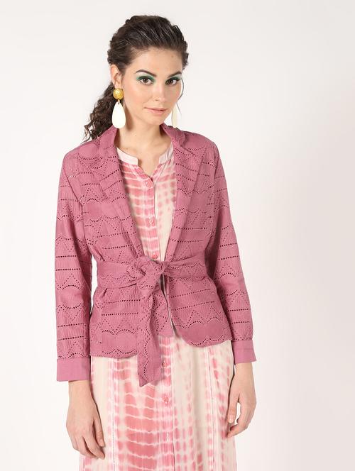 tie front lapel neck blazer - 16564772 - Very Small Image - 1