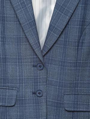 lapel neck checekred blazer - 16565046 - Standard Image - 4