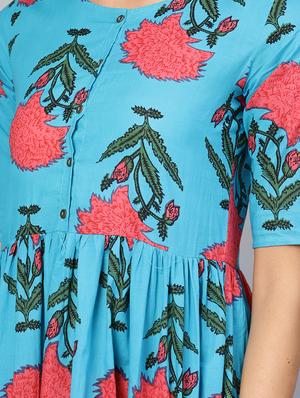 round neck gathered a-line dress - 16565693 - Standard Image - 4
