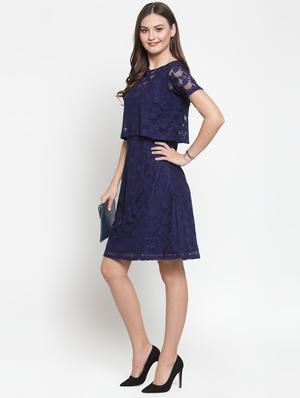 floral lace layered a-line dress - 16566359 - Standard Image - 4