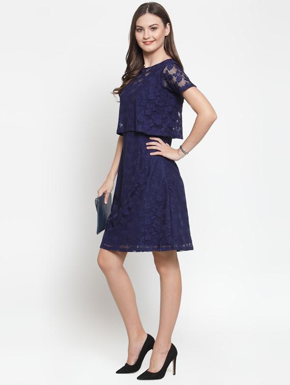 floral lace layered a-line dress - 16566359 - Zoom Image - 4