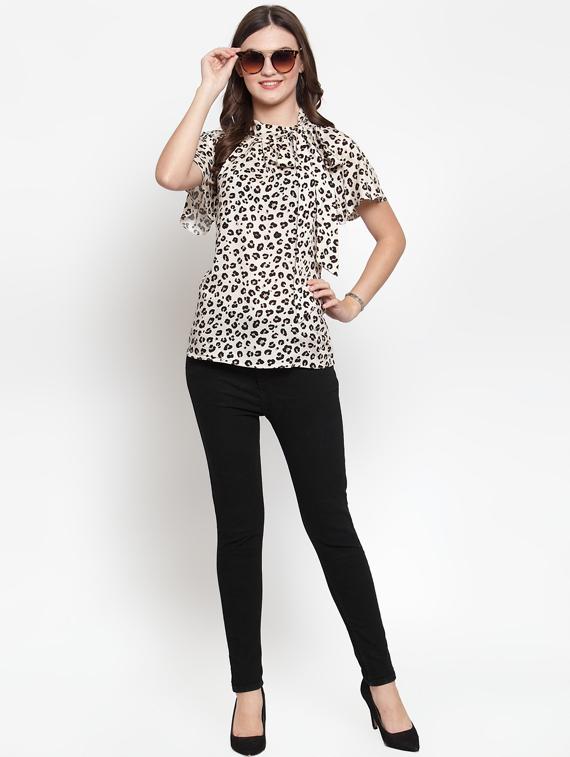 tie knot animal print top - 16566376 - Zoom Image - 4