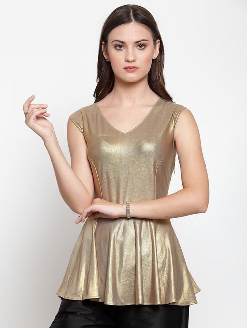 v neck metallic peplum top - 16566389 - Very Small Image - 1