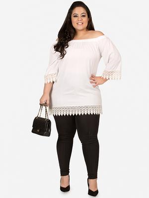 off shoulder lace detail plus top - 16567051 - Standard Image - 4