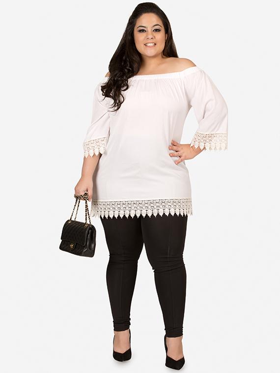off shoulder lace detail plus top - 16567051 - Zoom Image - 4