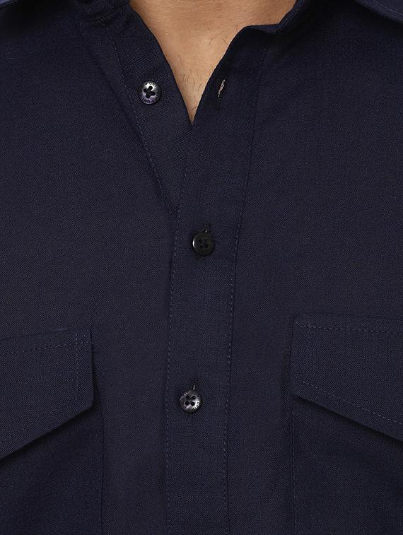 navy blue solid pathani set - 16567369 - Zoom Image - 4