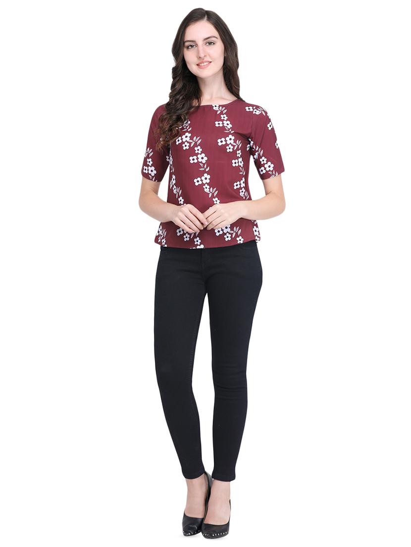 boat neck floral print top - 16567644 - Zoom Image - 4