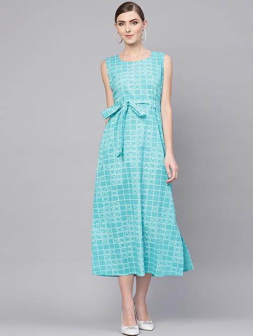 tie front printed a-line dress - 16567703 - Standard Image - 1