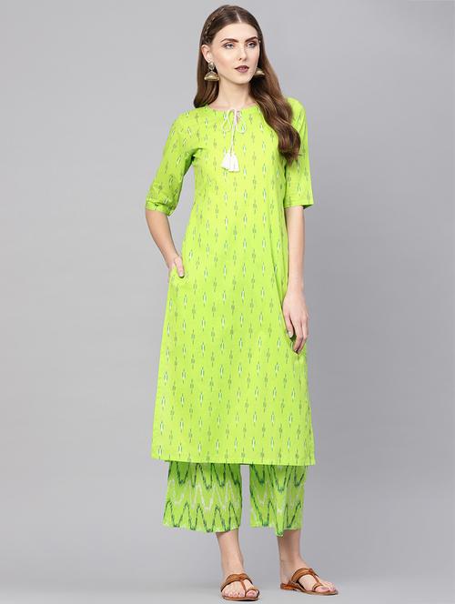 ikat printed kurta palazzo set - 16567797 - Very Small Image - 1