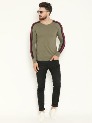 olive green taped t-shirt - 16567833 - Standard Image - 4