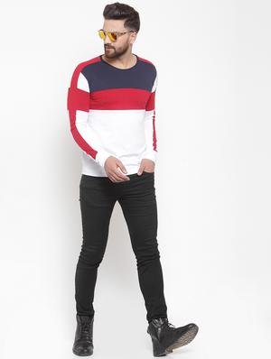 white cut & sew color block t-shirt - 16567850 - Standard Image - 4