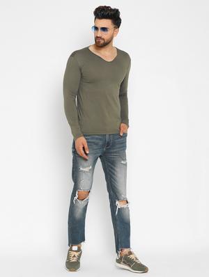 olive green solid t-shirt - 16567861 - Standard Image - 4