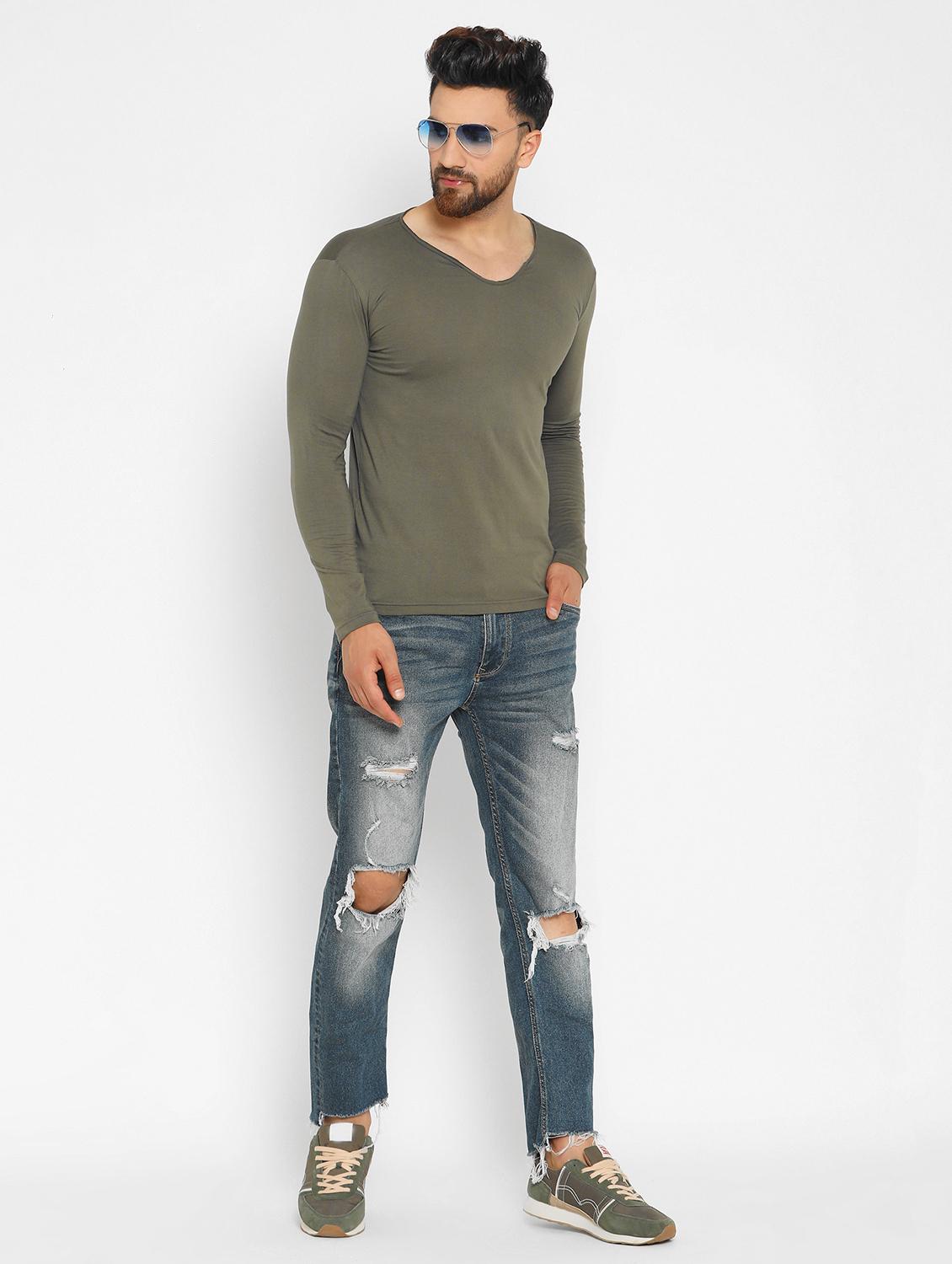 olive green solid t-shirt - 16567861 - Zoom Image - 4