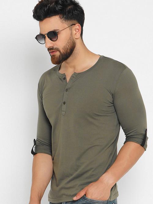 olive green solid t-shirt - 16567866 - Standard Image - 1