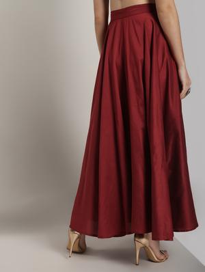 solid silk blend flared skirt - 16568755 - Standard Image - 4