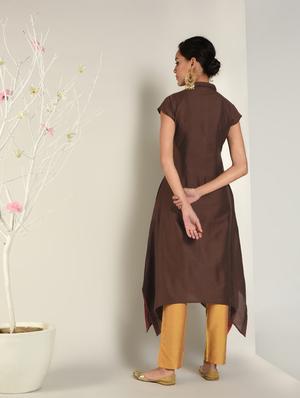 solid asymmetric kurta - 16568767 - Standard Image - 4