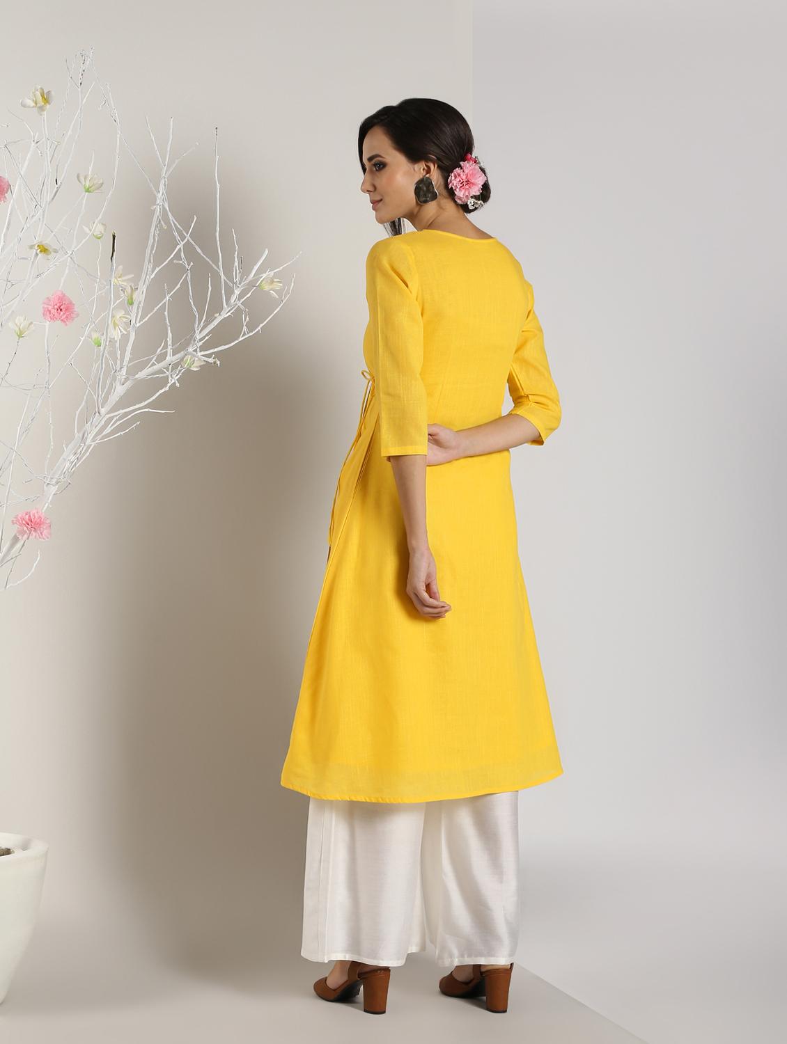 solid angrakha kurta - 16568772 - Zoom Image - 4