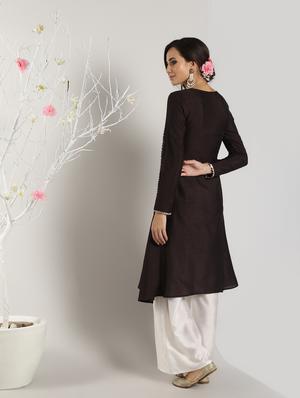 solid silk angrakha kurta - 16568801 - Standard Image - 4