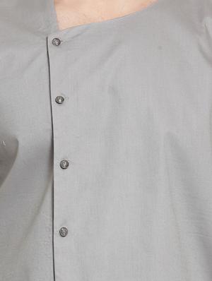 grey solid asymmetric kurta pyjama set - 16568994 - Standard Image - 4