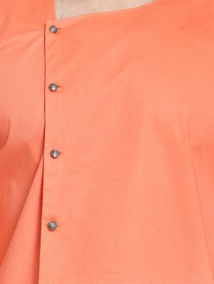 peach solid asymmetric kurta pyjama set - 16568995 - Standard Image - 4