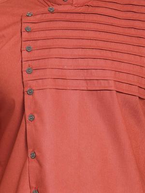 red solid asymmetric kurta pyjama set - 16569003 - Standard Image - 4