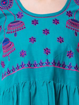 turquoise embroidered kurta - 16569130 - Standard Image - 4