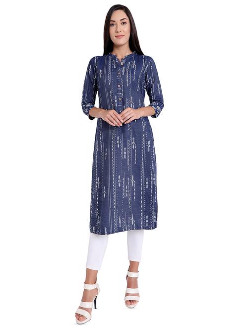 denim a-line kurta - 16569157 - Standard Image - 1