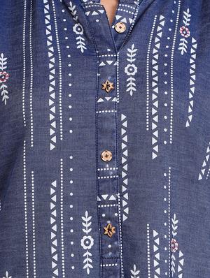 denim a-line kurta - 16569157 - Standard Image - 4