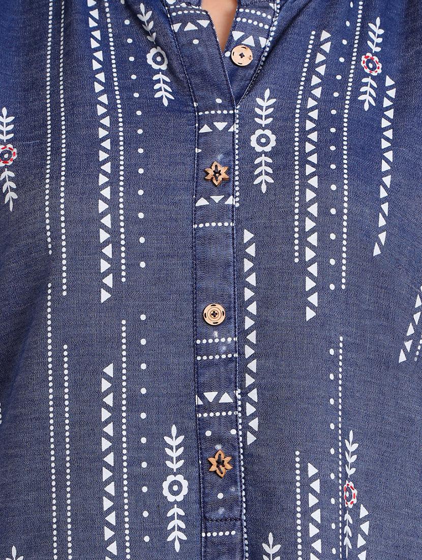 denim a-line kurta - 16569157 - Zoom Image - 4