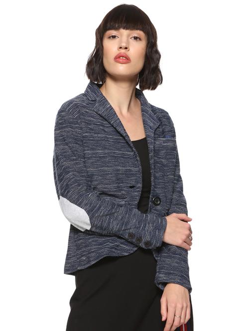 contrast patch sleeved blazer - 16569924 - Standard Image - 1