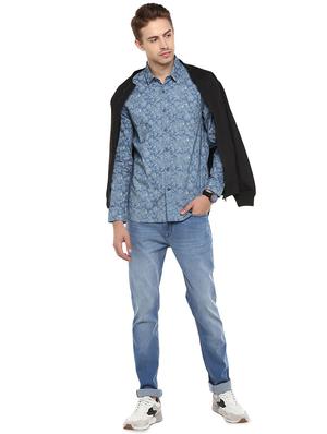 blue floral print casual shirt - 16570183 - Standard Image - 4