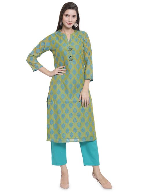 printed straight kurta with tassels - 16570259 - Standard Image - 1