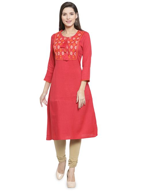 embroidered a-line kurta - 16570300 - Standard Image - 1