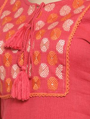 embroidered a-line kurta - 16570300 - Standard Image - 4
