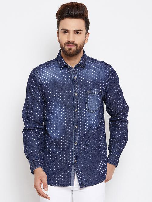blue printed casual shirt - 16570649 - Standard Image - 1