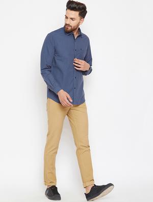 navy blue solid casual shirt - 16570658 - Standard Image - 4