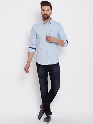 light blue solid casual shirt - 16570661 - Standard Image - 4