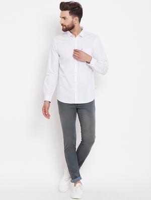 white solid casual shirt - 16570662 - Standard Image - 4