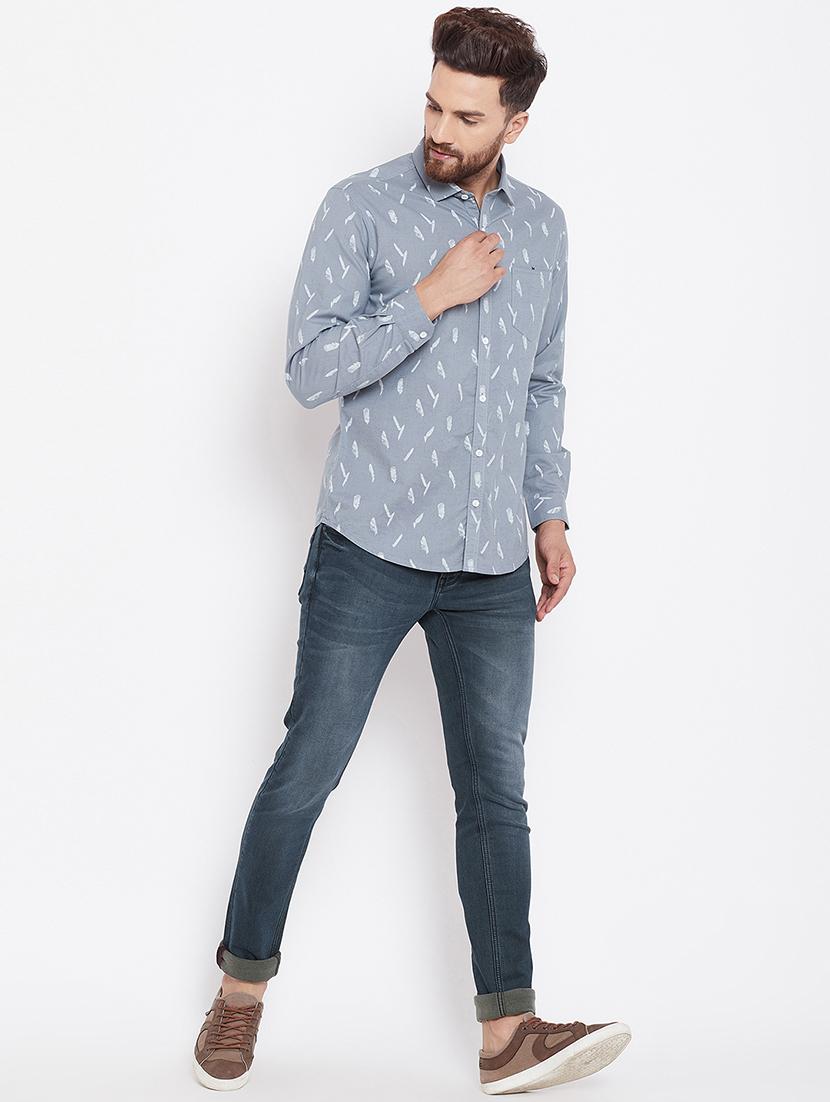 grey printed casual shirt - 16570664 - Zoom Image - 4