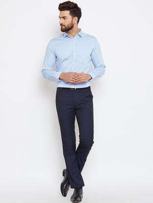 blue solid formal shirt - 16570680 - Standard Image - 4