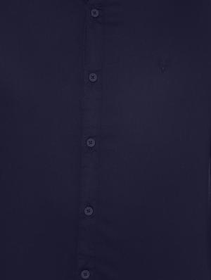 navy blue solid casual shirt - 16570840 - Standard Image - 4