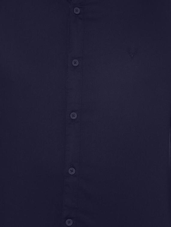 navy blue solid casual shirt - 16570840 - Zoom Image - 4