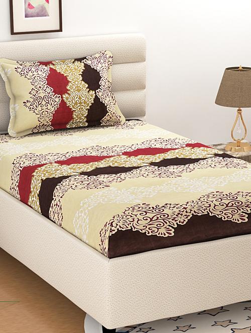 cotton single bedsheet with 1 pillow cover - 16571040 - Very Small Image - 1