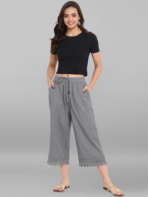 floral laced hem culottes - 16571598 - Standard Image - 4