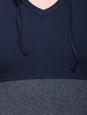 navy blue color block hooded t-shirt - 16571615 - Standard Image - 4