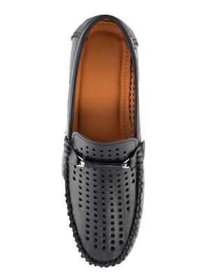 black leatherette slip on loafers - 16571832 - Standard Image - 4