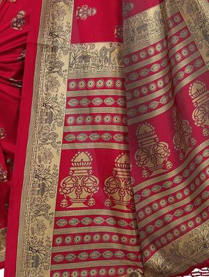 printed mysore silk saree with blouse - 16571901 - Standard Image - 4