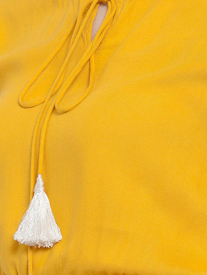 contrast tassel detail gathered blouson dress - 16572051 - Zoom Image - 4